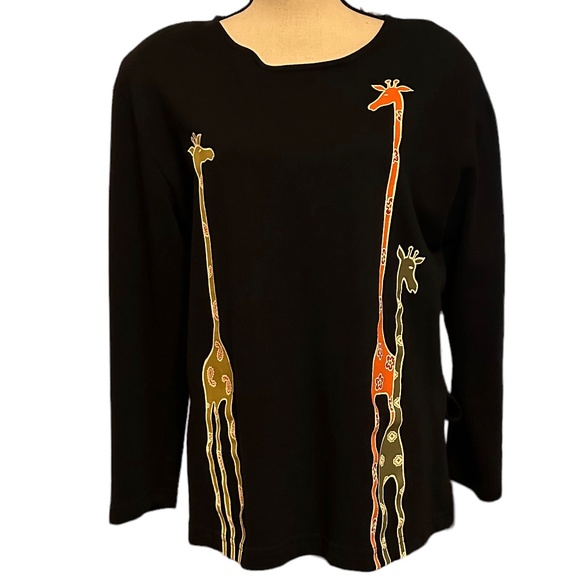 Vintage Tops - Vintage Crew Neck Cotton Giraffe Shirt